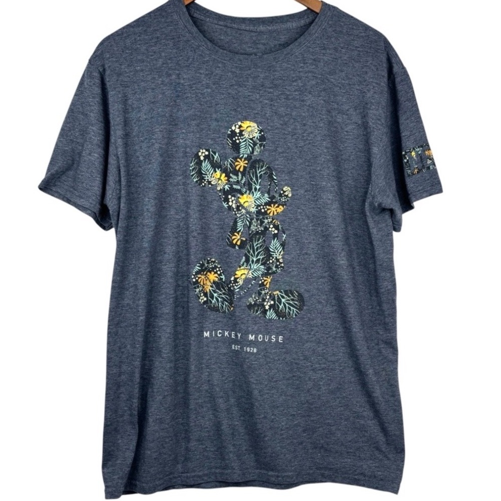 Disney x Neff Mickey Mouse Front & Neff Sleeve Tropical Print Fill Crew Neck L